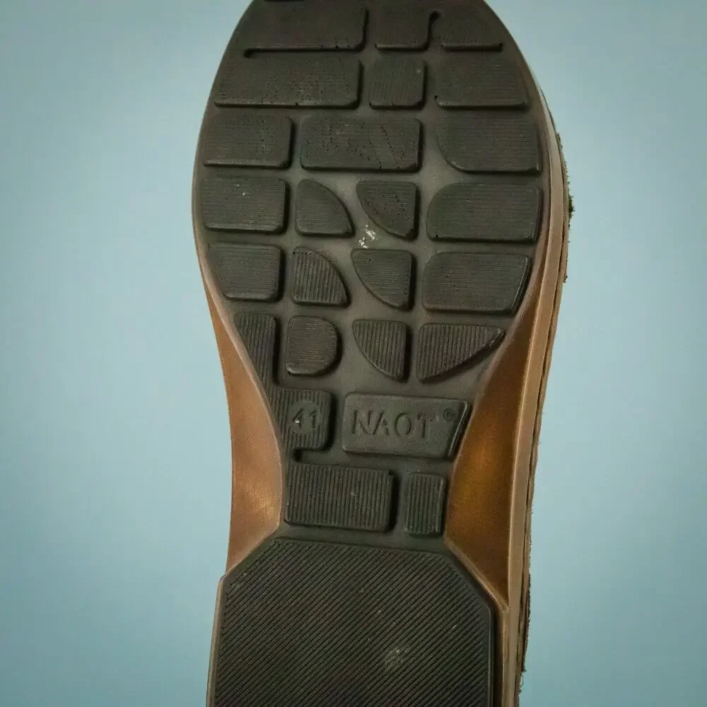 Naot 41 Size 10-10.5 Brown Leather Grommet Slip On Slides Comfort Sandals